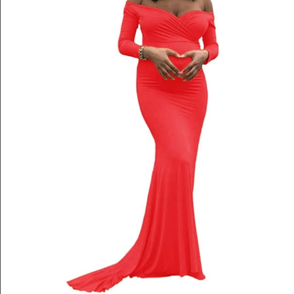 Red maternity gown